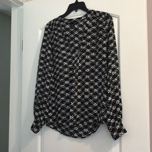 Aqua black and white blouse